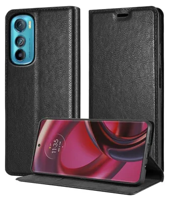 Obrázok produktu pre Cadorabo kryt pre Motorola EDGE 30 in NIGHT BLACK ochranné puzdro s magnetickým zatváraním, funkciou stojana a slotom na kartu flipové puzdro kryt puzdro na mobilný telefón s chlopňou puzdro typu kniha