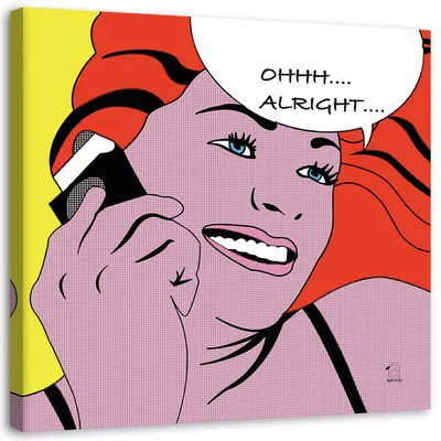 Produktbild von Leinwandbild pop-art-comic-frau in ordnung 30x30 cm Feeby farbe wandbild bereit zum aufhängen