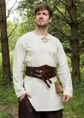 Produktbild von Einfache Mittelalter Tunika Gunther, langarm, natur - Mittelalterhemd - Mittelalterkleidung Herren Kostüm Wikinger LARP Größe: S