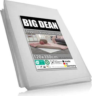 Produktbild von BigDean Teppich Antirutschunterlage 120x180cm individuell zuschneidbar – Antirutschmatte für Teppiche aus dünnem Vlies – Germany