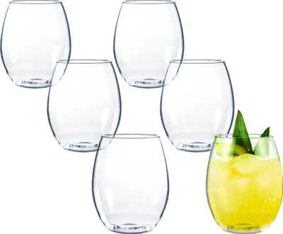 Produktbild von Doimoflair Cocktailglas Weingläser aus Plastik bruchsicher Trinkbecher Kunststoff Transparent 40 cl. Set 6 Stück