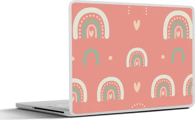 Produktbild von MuchoWow® Laptop Aufkleber Sticker Cover Mädchen - Regenbogen - Herzen - Muster - Mädchen - Rosa - Kinder - Kind 36.5x27.5 cm - Laptop-Sticker