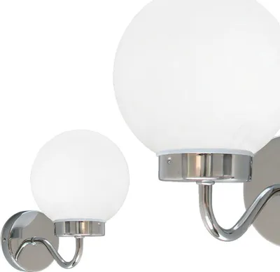 Productafbeelding van Wandlamp "Togo", bolvormig, glas en metaal, fitting E14, klassieke wandlamp, geschikt voor de badkamer