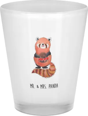 Produktbild von Mr. & Mrs. Panda Likörglas Roter Panda - Transparent - Geschenk, Schnapsglas, Gläschen, Liebe, Pinnchen, Shot Glas, Liebling, Herz, für Schnaps, Rot, Stamper, Tiermotive