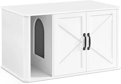 Produktbild von Katzenhausturm - Katzenmöbel - Versteck für Katzen - Doppeltürig - 85 x 50 cm - Wolkenweiß