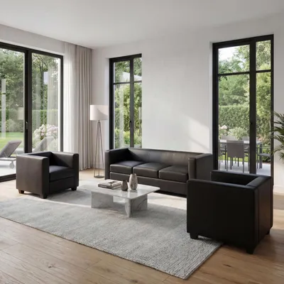 Produktbild von 3-1-1 Couchgarnitur Lille Leder, schwarz