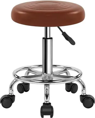 Image de Fauteuil de salon pivotant à hauteur réglable, marron, avec roulettes
