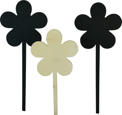 Produktbild von Blumenstecker Holzblumen Dekotafeln für Botschaften und Beschriftungen, 6 Stück