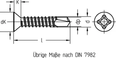 Produktbild von DIN7504O 3.5x 25 Phillips-KS verzinkt Senkkopf-Bohrschraube ISO15482