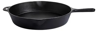 Produktbild von Gusspfanne mit Stiel und Griff - Grillpfanne aus Gusseisen - D: 39cm - Feuerpfanne - 2,5l - rund