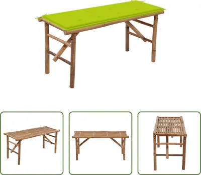 Immagine prodotto di The Living Store Panca da giardino pieghevole con cuscino 118 cm in bambù