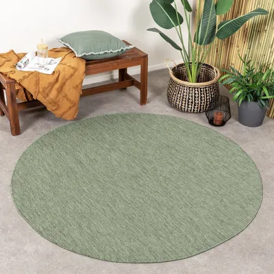 Produktbild von In- & Outdoor Teppich Rund - Costa Grün - Ø 100cm - Boho, Klassik, Industrielle, Ländlich, Modern, Skandinavisch - Balkon, Garten / Terrasse -  NATURL.