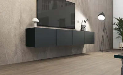 Produktbild von Kommode Lowboard "Sophia" hängend 200cm 4-türig schwarz-matt