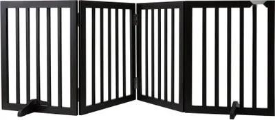 Image de Porte pour chien pliable et clôture pour animaux domestiques - Barrière de sécurité pour enfants en marron - Equipement pratique pour animaux domestiques pour plus de sécurité