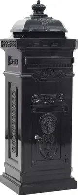 Image de vidaXL Boîte aux lettres à colonne en aluminium style vintage inoxydable noir