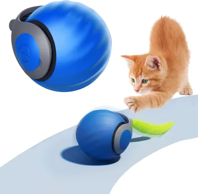 Interaktiver Spielball für Katzen, elektrisch, USB, blau