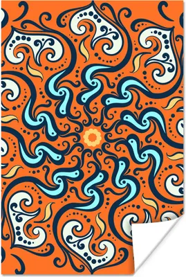 Produktbild von MuchoWow® Poster Blume - Weiß - Blau - Muster 120x180 cm - Kunstposter
