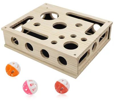 Interaktive Kratzpuzzle-Box für Katzen mit Bällen