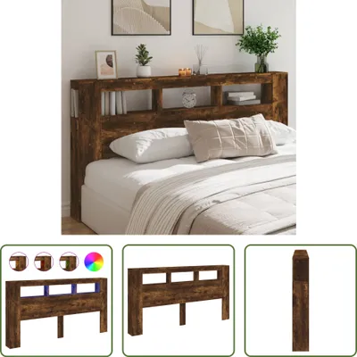 Produktbild von The Living Store LED-Kopfteil Räuchereiche 200x18,5x103,5 cm Holzwerkstoff