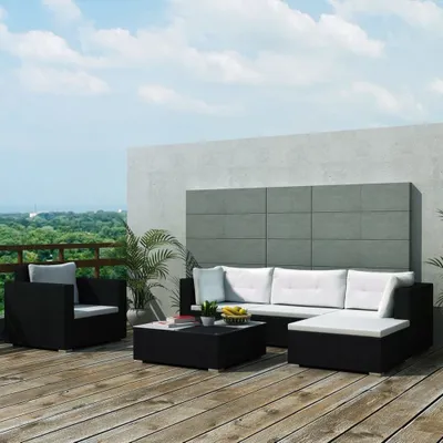 Immagine prodotto di vidaXL Set di 6 pezzi per salotto da giardino con cuscini in poly rattan grigio