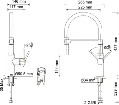 Obrázok produktu pre Kuchynská batéria s flexibilným ramienkom Lenz NALU chróm 46070202