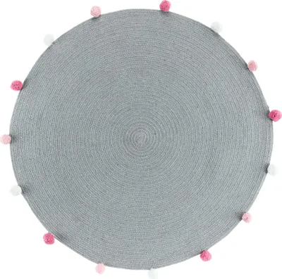 Obrázek produktu pro Kulatý koberec s bambulemi v zelené barvě POMPOMPARTY, Ø 90 cm