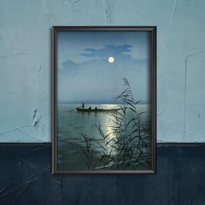 Produktbild von Poster - Canvas - Leinwand - 29,7 cm x 42 cm - Boote Nacht See