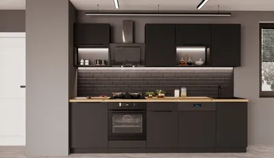 Produktbild von Küche SIENA BASIC LOFT 280 cm Küchenzeile Küchenblock Einbauküche Schwarz matt