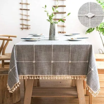 Produktbild von Famanu Tischdecke wasserdicht - leicht abwaschbar - grau 140 x 200 cm - hochwertige Baumwolle - weich - atmungsaktiv