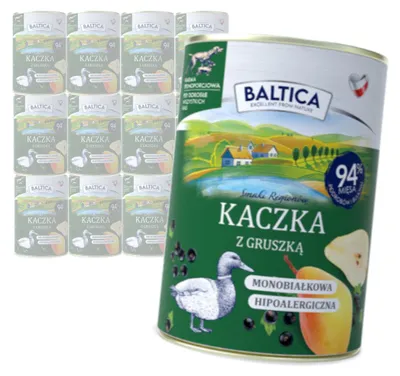 Produktbild von Baltica Ente mit Birne 12x400g Monoprotein Hypoallergen Getreidefrei Nassfutter für Hunde