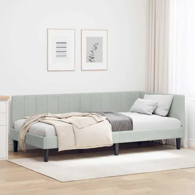 Immagine prodotto di Maison Exclusive - Struttura letto angolare con testiera, grigio chiaro, 100 cm x 200 cm, velluto