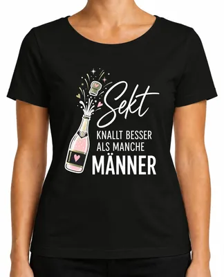 Imagen del producto de Camiseta para despedida de soltera, diseño "El champán es mejor que algunos hombres", color negro, talla S