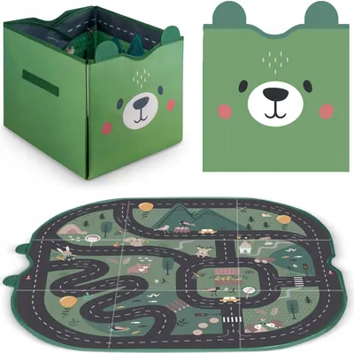 Produktbild von Kasten Behälter Faltbarer Spielzeugkorb 2in1 Spielmatte Grün