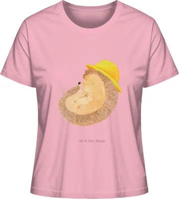 Produktbild von Mr. & Mrs. Panda Oberteil Damen Igel Beten Größe S - Baumwolle Pink - Geschenk, Kurzarmshirt, Baumwoll T-Shirt, Basic Shirt, Lustige Sprüche, Mit Spruch, Dankbar, Leben