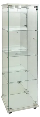 Obrázok produktu pre Sklenená vitrína – LED vitríny – 164 x 42,5 x 36,5 cm – 4 sklenené police – Moderný dizajn vhodný na vystavovanie zbierok, kníh, vína – biela farba