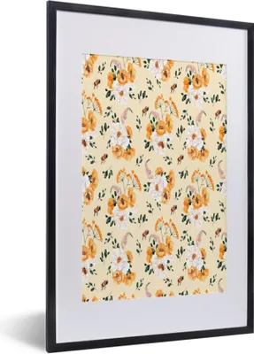 Produktbild von MuchoWow® MuchoWow® Gerahmtes Poster Blumen - Pastell - Orange 40x60 cm - Poster mit zchwarzem Bilderrahmen - Poster in Rahmen