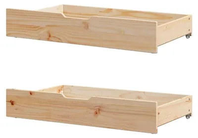 Produktbild von Bettschubladen 2 STK., Bettkasten Holz Aufbewahrung mit Rollen, Bett Schublade Bettauszug, Bettschubkasten Schubkasten, Massivholz Kiefer