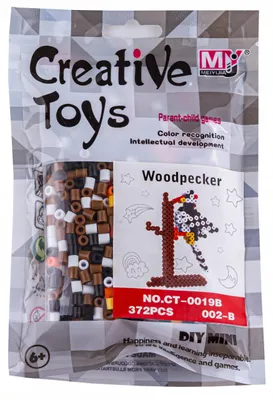 Immagine prodotto di Perline da stirare 3D picchio, ca. 372 pezzi da 5 mm – kit perline fusibili con base, pinzetta e istruzioni, lavoretto creativo per bambini