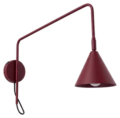 Zdjęcie produktu dla Kinkiet NOX 1 burgund z włącznikiem 1xE14 10W stal 30x61x14cm Sollux Lighting