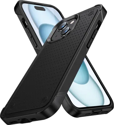 Produktbild von Für iPhone 15 Hülle Militärqualität Stoßfest Hybrid 2 in 1 Hart PC Weich TPU Handyhülle Schwarz