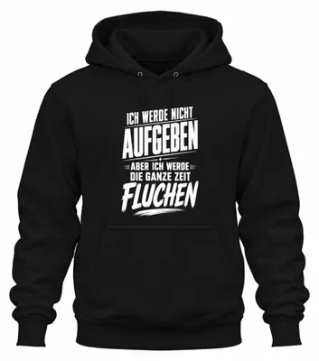 Imagen del producto de No me rendiré. Camiseta con estampado "Maldición". Sarcasmo. Sudadera con capucha, color negro, talla S
