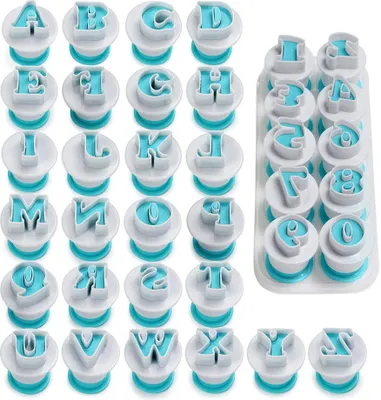 Produktbild von Ausstecher Buchstaben und Zahlen Fondant Ausstecher Alphabet Kuchen Dekoration Backzubehör Set Auswerfer Stempel Keks Marzipan wiederverwendbar