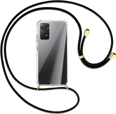 Produktbild von Handykette Backcover-Schutzhülle mit Band (Metall goldfarben) für Xiaomi Redmi Note 11 Pro 4G/5G (EU) - schwarz