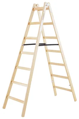 Produktbild von DRABEST | Leiter - PRO Serie - Malerleiter Holz - Holzleiter - 2 x 7 Stufen - Zweiseitige Klappleiter - Haushaltsleiter - bis 150 kg belastbar