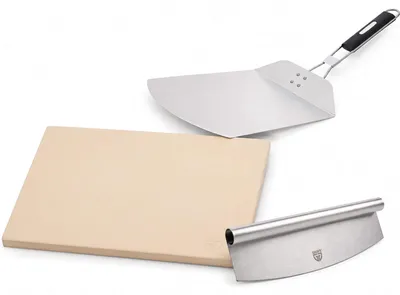 Produktbild von Pizzastein mit Pizzaschieber & Pizzamesser, Pizza Set 3-teilig