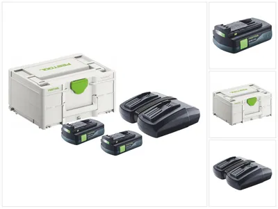 Image de Festool energy set 2x BP 18 Li 3,0 C batterie 18 V 3,0 Ah / 3000 mAh Li-Ion ( 2x 577658 ) + TCL 6 DUO double chargeur ( 577017 ) + Systainer