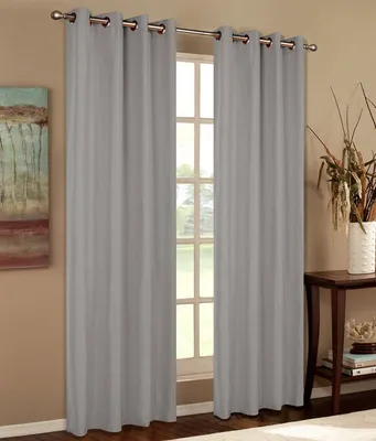 Produktbild von Mikrofaser Vorhang blickdichte matte unifarbene Gardine, Grau Ösen, 245x140 Schal. Material aus Microsatin-Gewebe. 204000