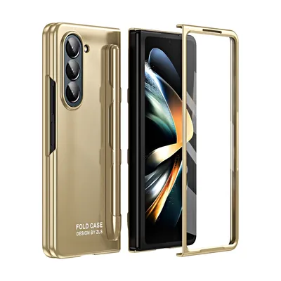 Obrázek produktu pro Pro Samsung Galaxy Z Fold5 5G Ochranný kryt a pouzdro s perem a držákem na pero, zlaté