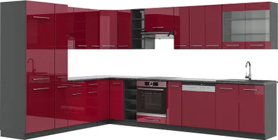 Produktbild von Eckküche Vicco Fame-Line Bordeaux Hochglanz/Anthrazit 347 x 60 cm , AP Anthrazit, Model 47315