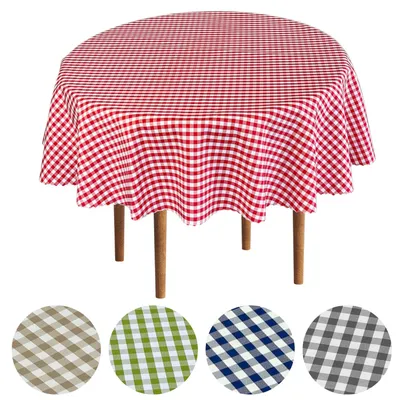 Produktbild von Tischdecke Fleckenresistente Karo Rot - GRETA - 80 cm Rund